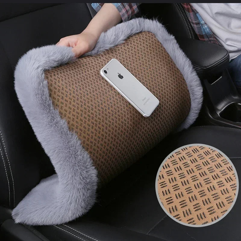 Car Multicolor Plush Fur Seat Cushion Winter Warmth Thick Wool Square Cushion Set