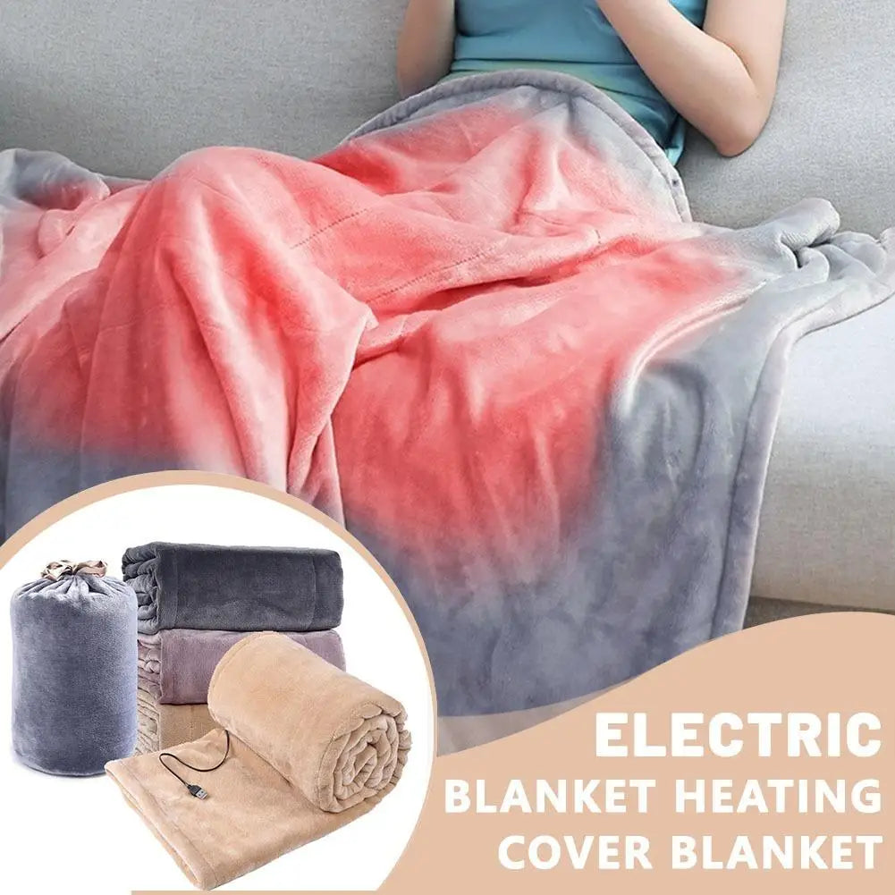 USB Heated Blanket Coral Velvet Shawl Wearable Electric Blanket Winter Body Warmer for Home Office Car