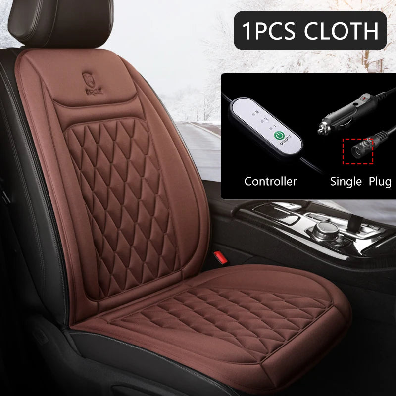 Car Heated Seat Cover 12/24V 30‘ Fast Heating Seat Cushion Universal Car Heater