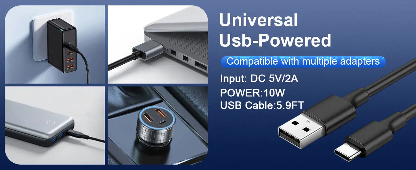 Car Dual-Head Rear USB Powered 360°Rotation Cooling Fan