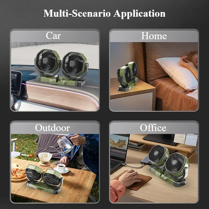 Car Vehicle Dual-Head 2 Wind Speed 360° Rotatable Fan Summer Cooler