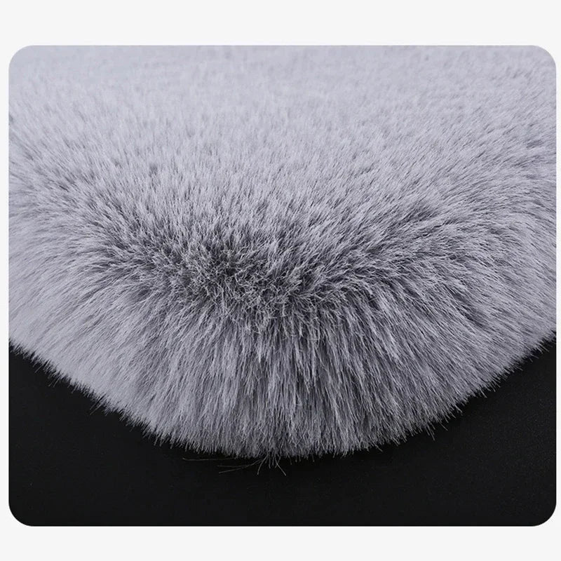 Car Multicolor Plush Fur Seat Cushion Winter Warmth Thick Wool Square Cushion Set