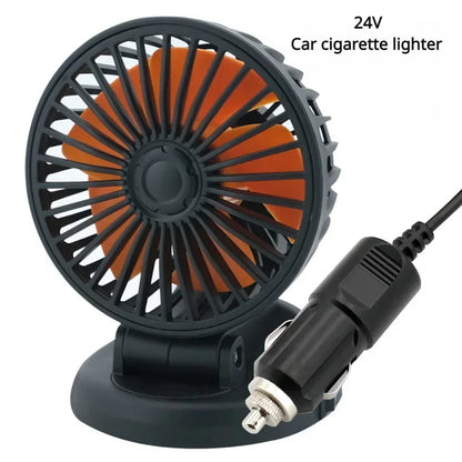 Car Cooling 360° Adjustable 3 Heads USB/12V/24V 2 Speed Silent Cooler Fan