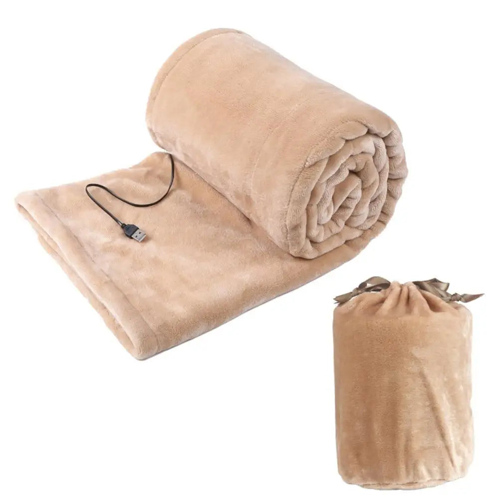 USB Heated Blanket Coral Velvet Shawl Wearable Electric Blanket Winter Body Warmer for Home Office Car