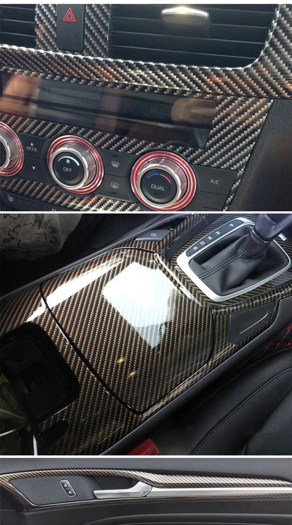 Car Carbon Fiber Stickers Exterior Vinyl Film Wrap Protective 30x100cm