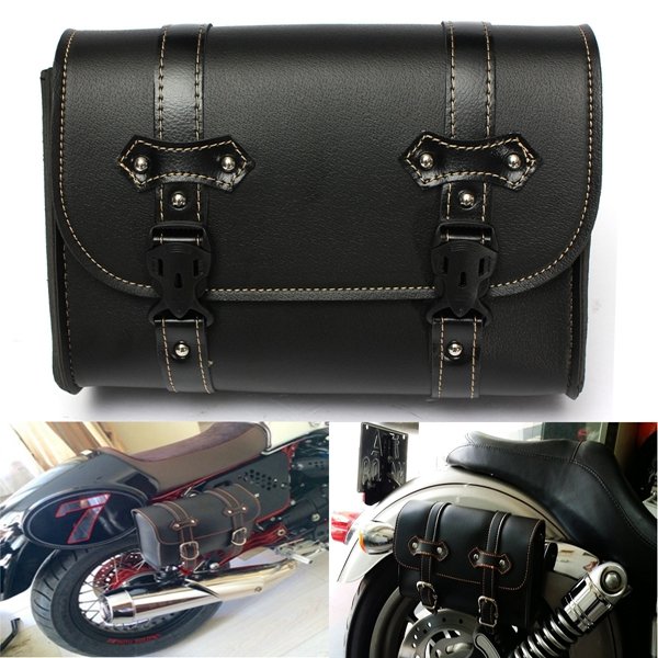 Motorcycle Saddle Leather Bag Pouch Storage