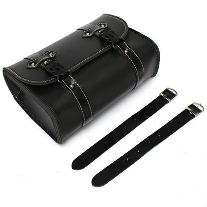 Motorcycle Saddle Leather Black Storage Tool Pouch Bag