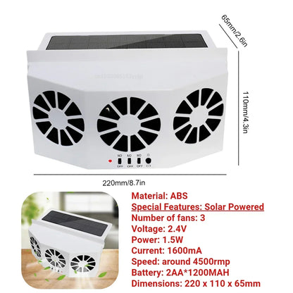 Car Exhaust Fan USB Rechargeable/Solar Air Cooling Ventilation Fan