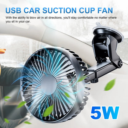12V/24V Car Cooling Fan USB Suction Cup Windshield Desk Fan