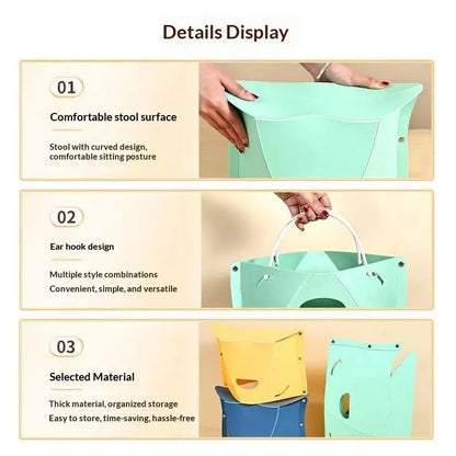 Outdoor Camping Folding Stool Plastic Chair Easy Carry Mini Seat Chair