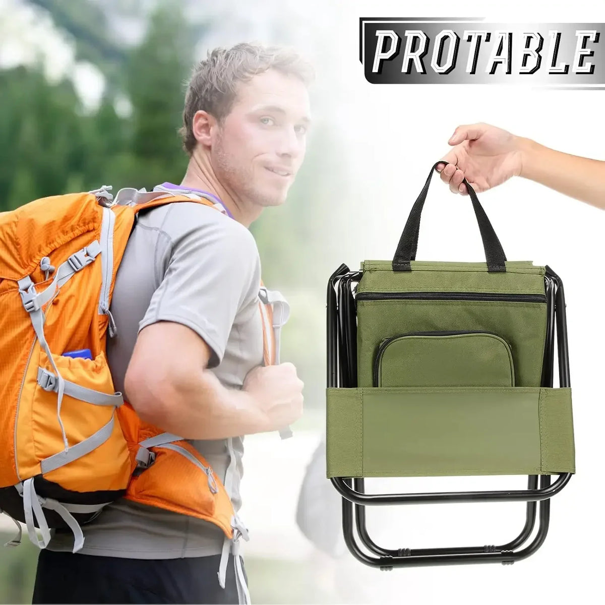 Camping Fishing Beach Stool Detachable Portable Backrest Lightweight Folding Chair