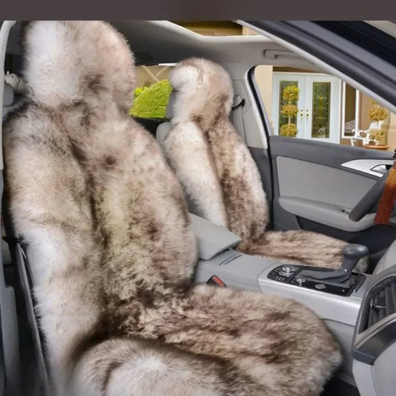 Car Warm Plush Universal Long Wool Fur Front Seat Cushion 1 Pcs
