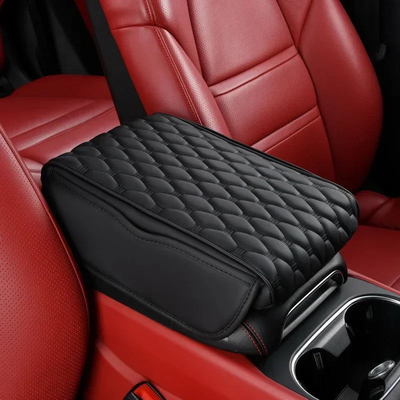 Car Leather  Armrest Mat Center Console Auto Armrests Storage Box Organizer