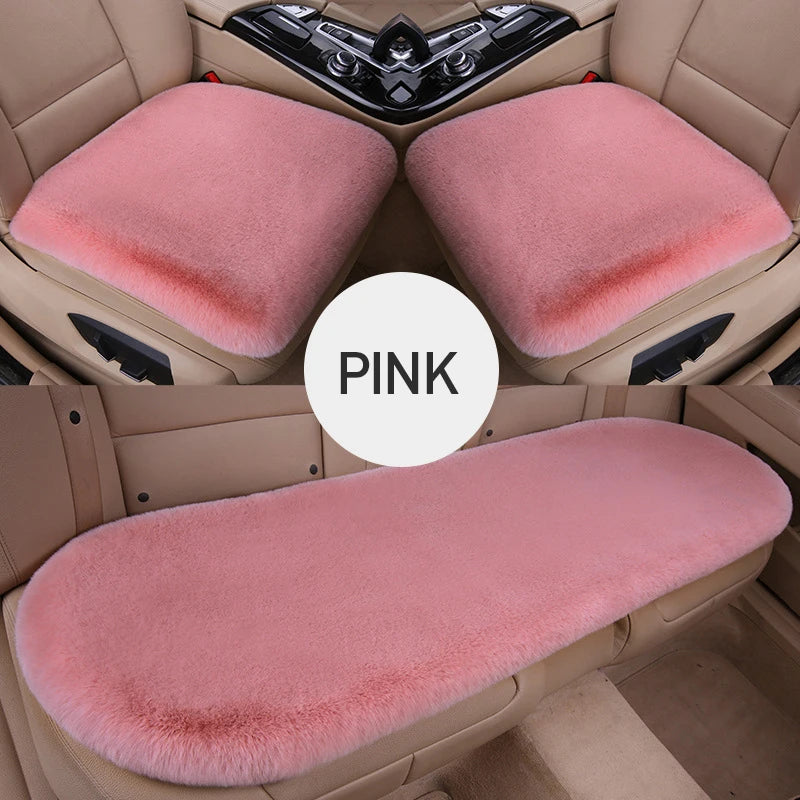 Car Multicolor Plush Fur Seat Cushion Winter Warmth Thick Wool Square Cushion Set