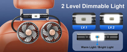 Car Dual-Head Rear USB Powered 360°Rotation Cooling Fan