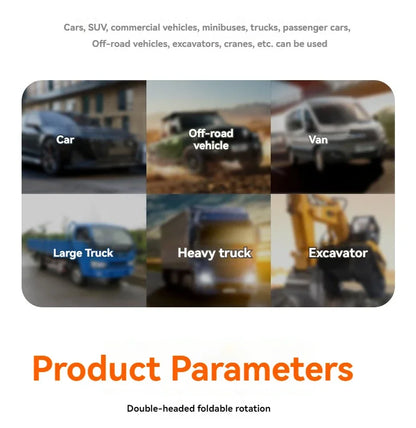 Car Double-head Folding Fan Rotatable Gently Circulates Air Fan