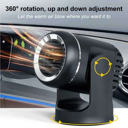 Car 360° Rotate 3 Adjustable Power Heating Fans