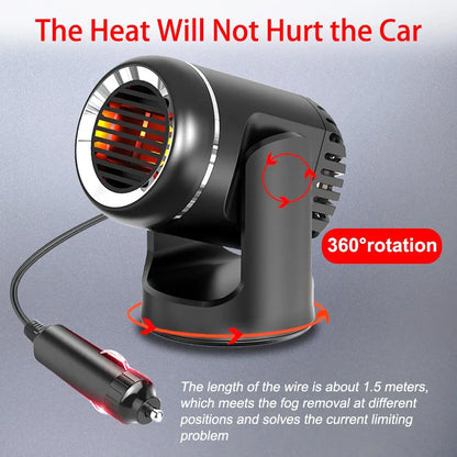 Car 360° Rotate 3 Adjustable Power Heating Fans