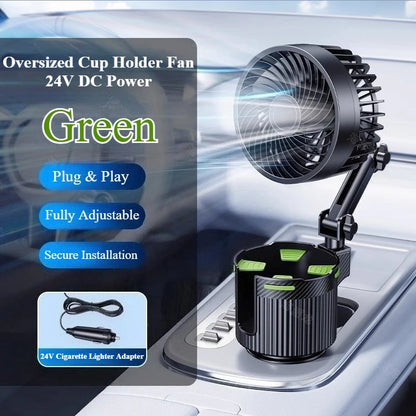 12V/24V Car Cup Holder Dual-Speed Adjustable Summer Cooler Fan