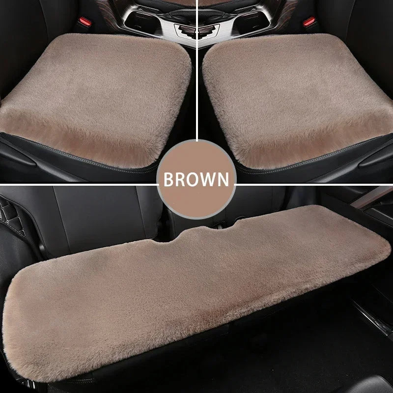 Car Multicolor Plush Fur Seat Cushion Winter Warmth Thick Wool Square Cushion Set