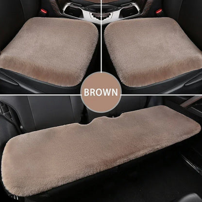 Car Multicolor Plush Fur Seat Cushion Winter Warmth Thick Wool Square Cushion Set