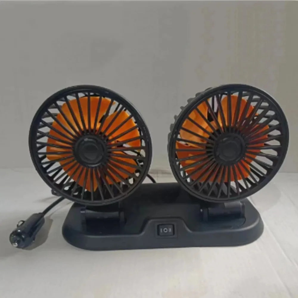 Car Dual Head USB Cooling Fan 2 Speeds Adjustable Fans 5V/12V/24V