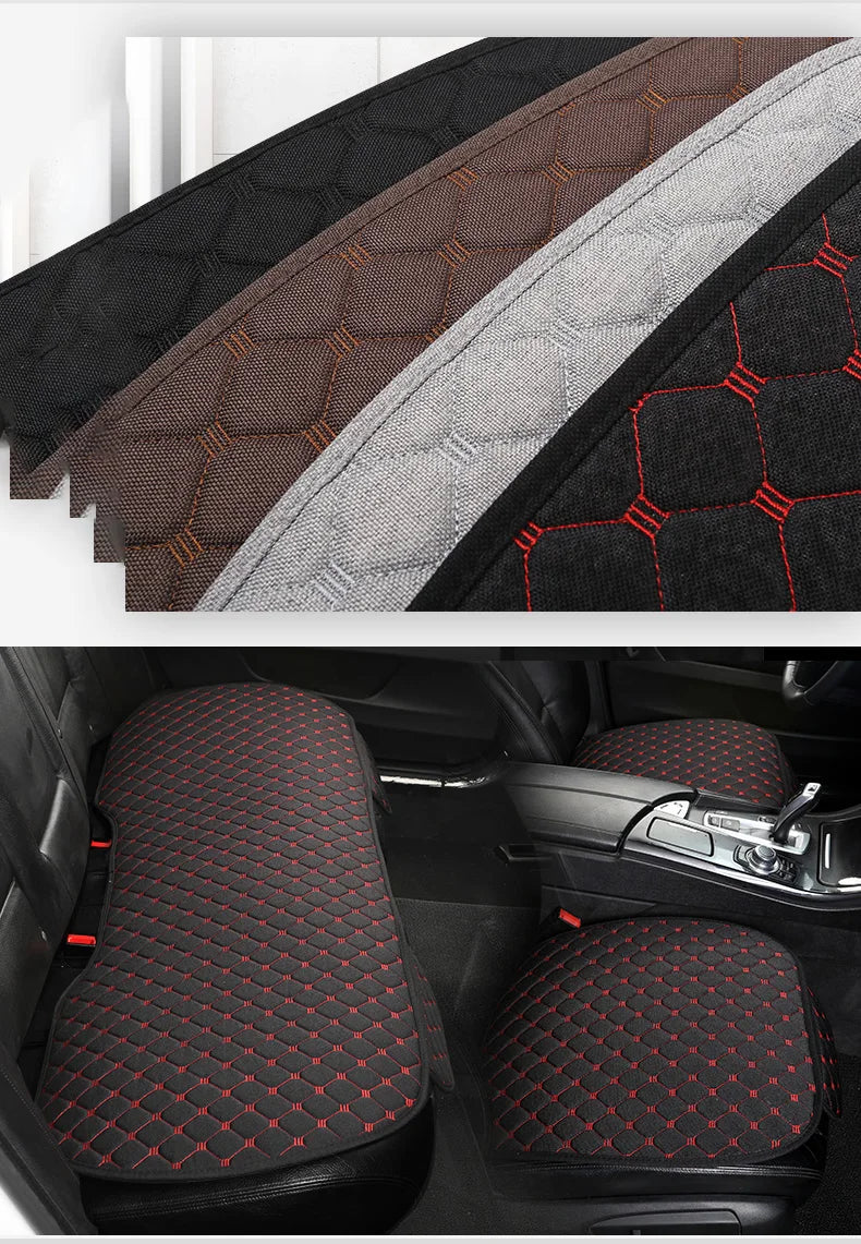 Linen Quilted Embroidered Car Cushion Without Backrest Four Seasons Universal