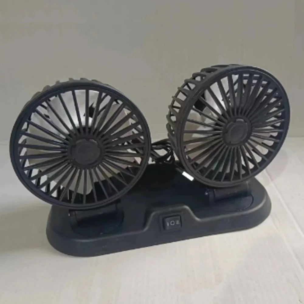 Car Dual Head USB Cooling Fan 2 Speeds Adjustable Fans 5V/12V/24V