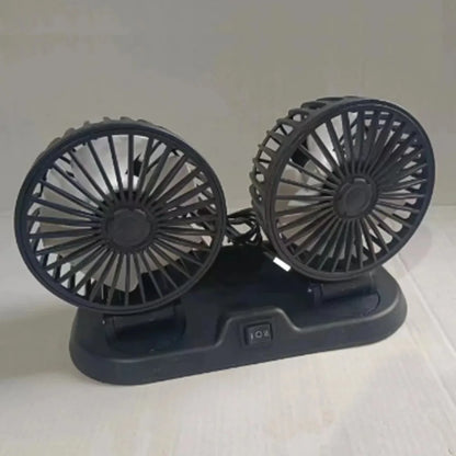 Car Dual Head USB Cooling Fan 2 Speeds Adjustable Fans 5V/12V/24V