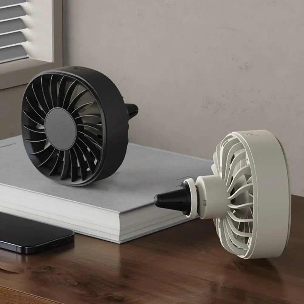 Car Clip Colorful Ambiance Lights Portable USB Charging Mini Fan