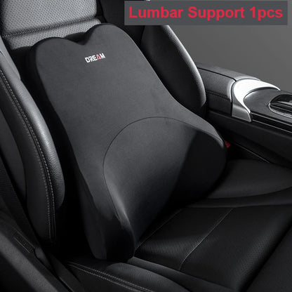 Car Soft Lumbar Headrest Neck Pillow Support Set