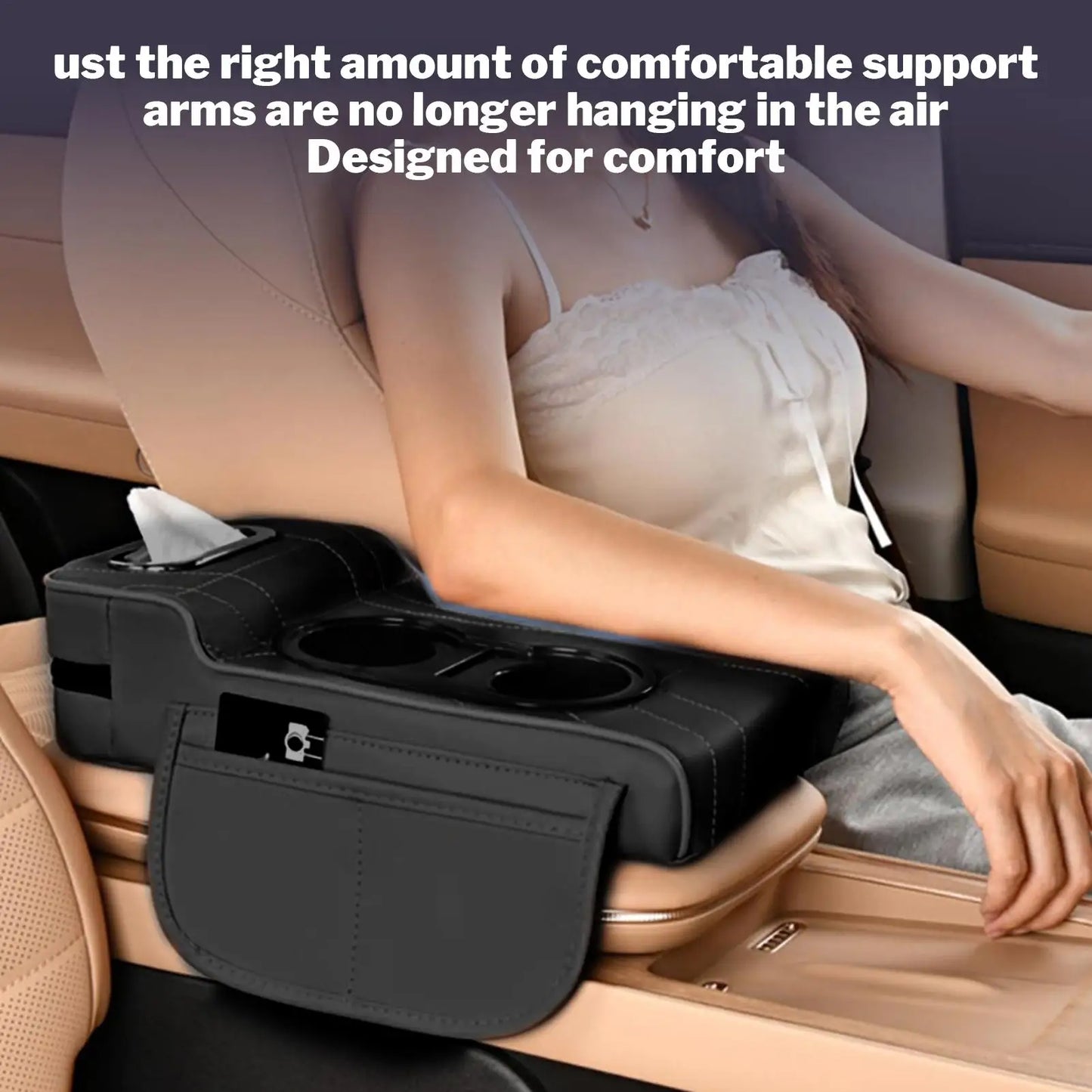 Car Armrest Cover Heightening Pad Storage Organizer