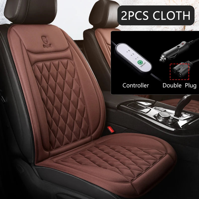 Car Heated Seat Cover 12/24V 30‘ Fast Heating Seat Cushion Universal Car Heater