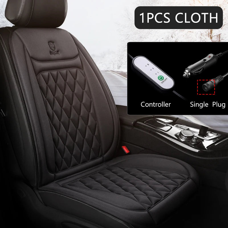 Car Heated Seat Cover 12/24V 30‘ Fast Heating Seat Cushion Universal Car Heater