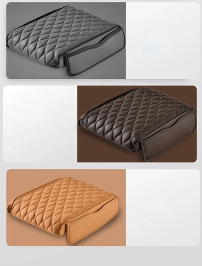 Car Leather  Armrest Mat Center Console Auto Armrests Storage Box Organizer