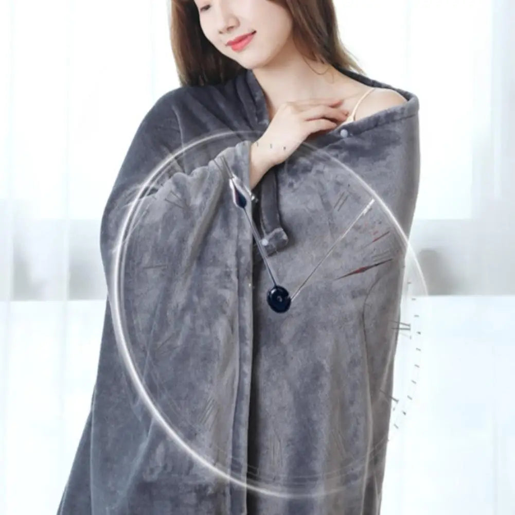 USB Heated Blanket Coral Velvet Shawl Wearable Electric Blanket Winter Body Warmer for Home Office Car