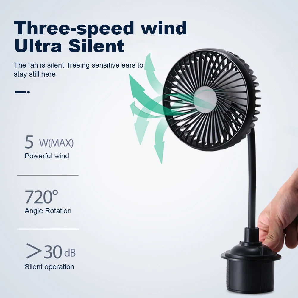 Car USB 3 Speed Powerful Quiet Rotatable Cooler Fan