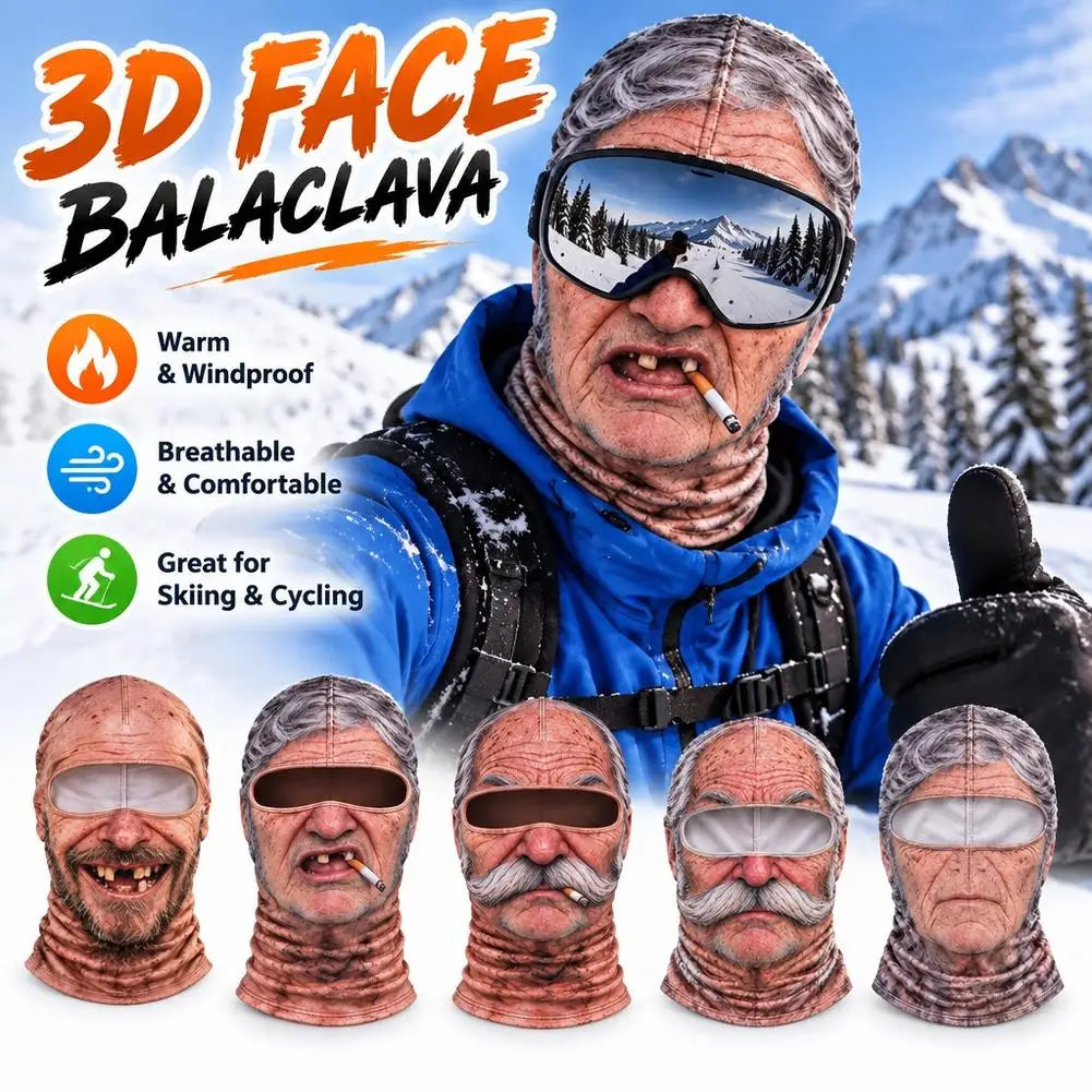 Funny 3D Face Balaclava Hat Full Face Motorcycle Riding Skiing Face Mask