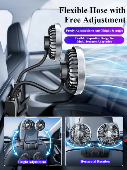 Car Dual-Head Fan Rear Seat Back Cooling Fans