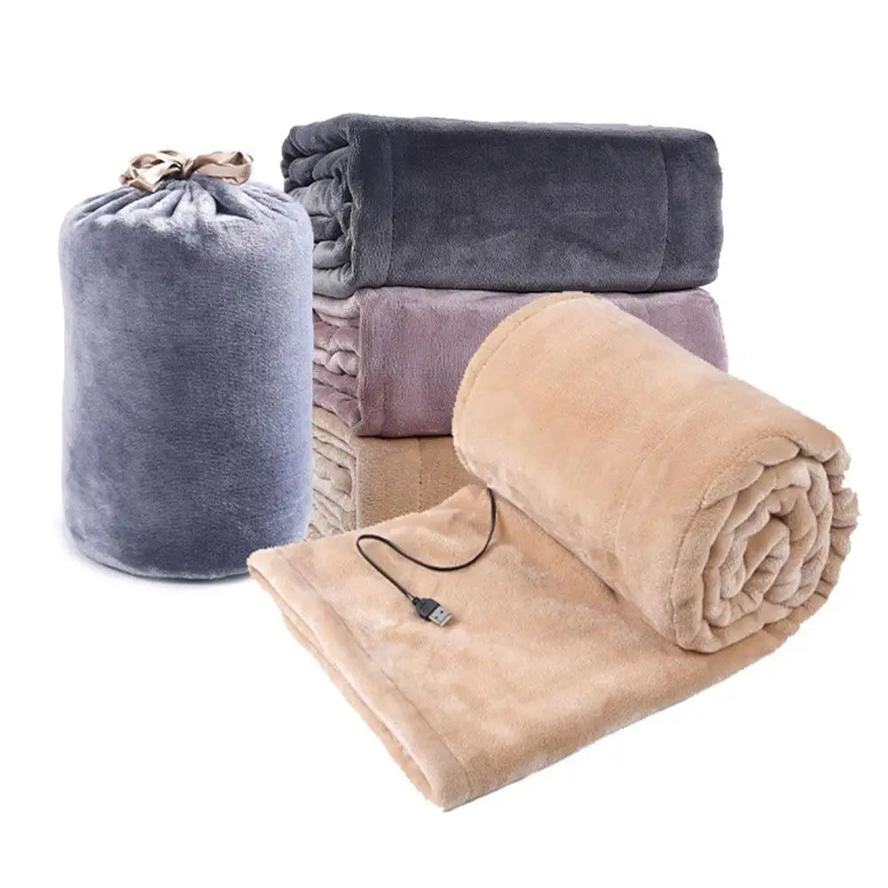 USB Heated Blanket Coral Velvet Shawl Wearable Electric Blanket Winter Body Warmer for Home Office Car