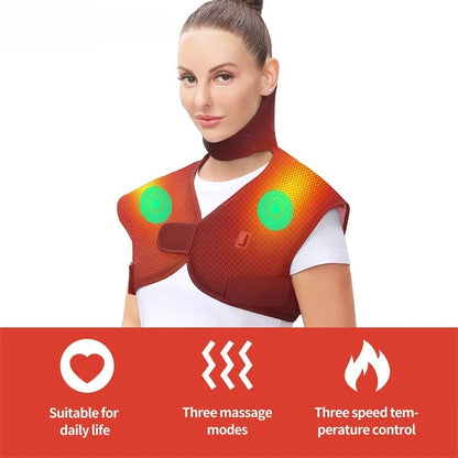 Electric Heated Vest Massage Shawl  3-Level Heat Timer Shoulder Back Muscle Relax