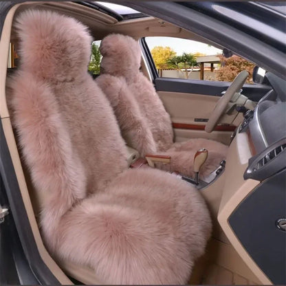 Car Warm Plush Universal Long Wool Fur Front Seat Cushion 1 Pcs