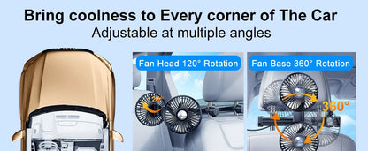 Car Dual-Head Fan Headrest 360° Rotation Air Cooling Fan