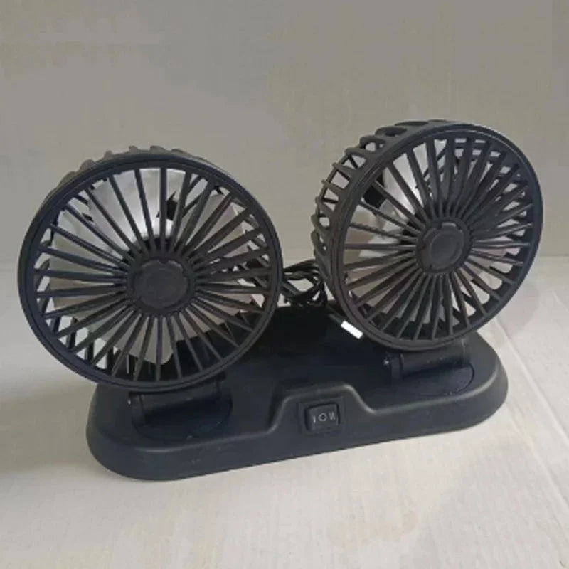 Car Dual Head USB Cooling Fan 2 Speeds Adjustable Fans 5V/12V/24V