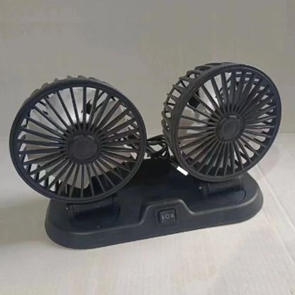Car Dual Head USB Cooling Fan 2 Speeds Adjustable Fans 5V/12V/24V