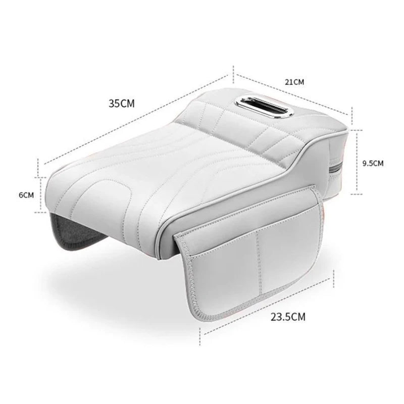 Car Universal Armrest Cushion Quilted Leather Enhance Comfort Oraganizer