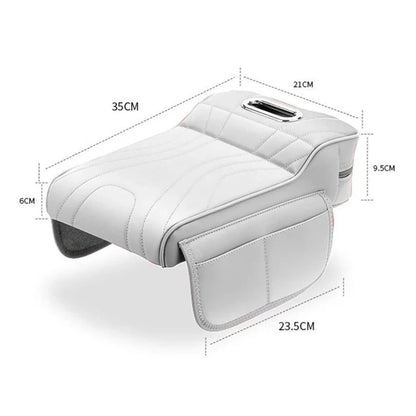 Car Universal Armrest Cushion Quilted Leather Enhance Comfort Oraganizer