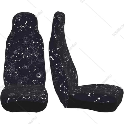 Car Seat Covers Front Seat Protector Cover Moon Space Planet Stars Galaxy Universe 2pcs
