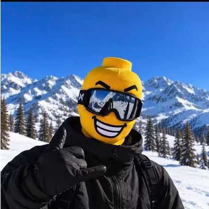 Outdoor Cycling Skiing Funny Knit Ski Mask Food Print Yellow Man Funny Windproof Face Cover