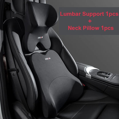 Car Soft Lumbar Headrest Neck Pillow Support Set